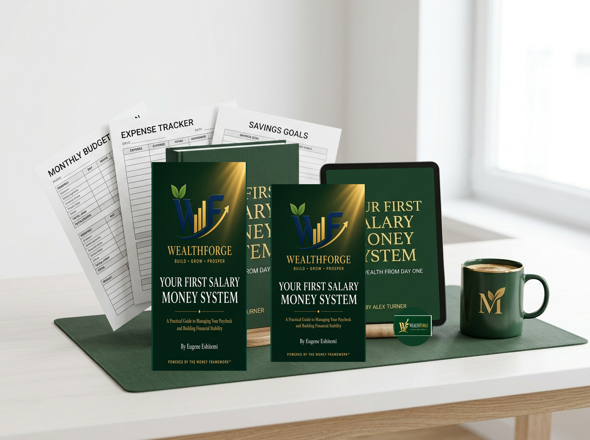 Your First Salary Money System Book, Tablet, Worksheets and WealthForge Mug Bundle